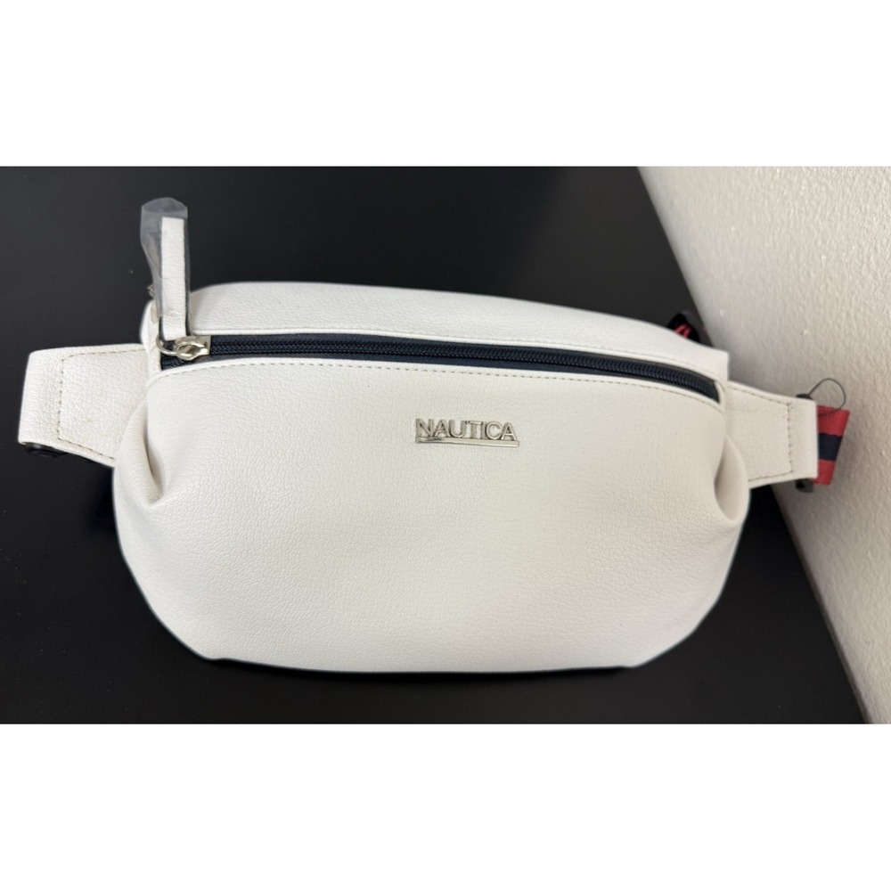 Nautica Belt Bag - White -NWT With Red & Blue Belt stripped